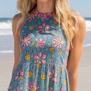NATURAL LIFE Floral maxi Dress - Blue and Pink